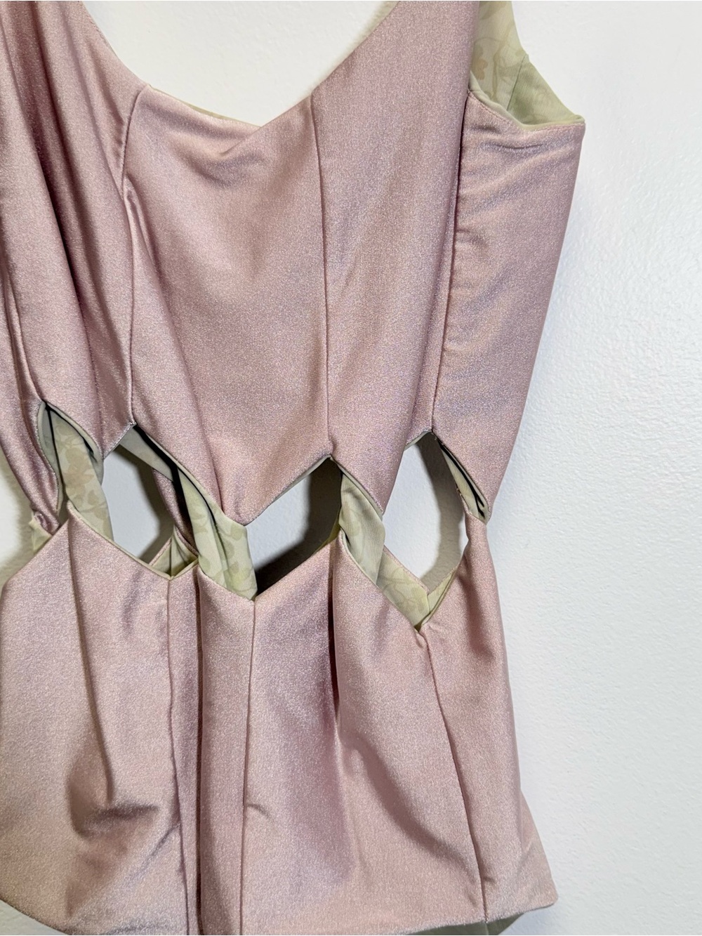 Samantha Pleet Tabernacle Pink Shimmer Open Twist Reversible Swimsuit Small - Picture 4 of 11